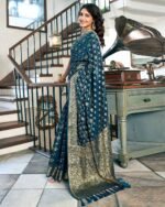 Women Floral Woven Georgette Saree - Image 2