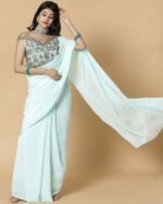Georgette Saree with Embroidered Blouse - Image 3